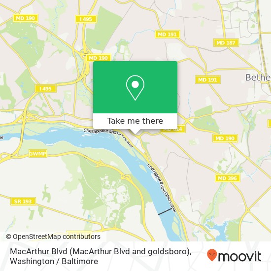Mapa de MacArthur Blvd (MacArthur Blvd and goldsboro), Bethesda, MD 20816