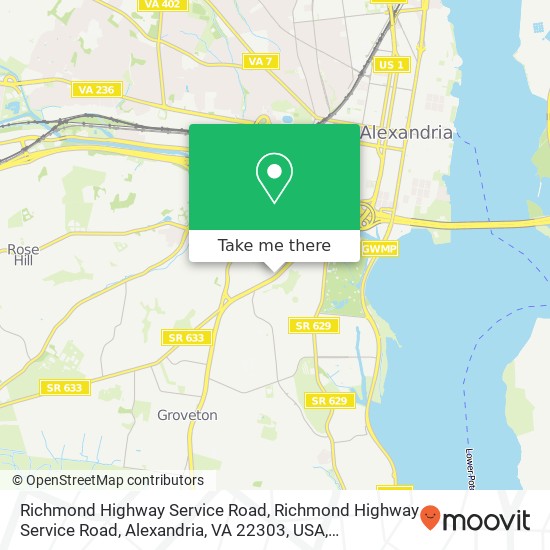 Richmond Highway Service Road, Richmond Highway Service Road, Alexandria, VA 22303, USA map