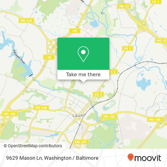Mapa de 9629 Mason Ln, Laurel, MD 20723