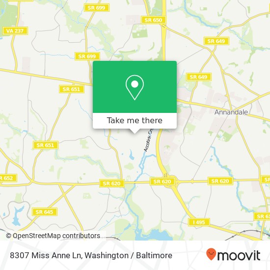 Mapa de 8307 Miss Anne Ln, Annandale, VA 22003