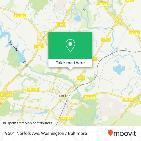 Mapa de 9501 Norfolk Ave, Laurel, MD 20723