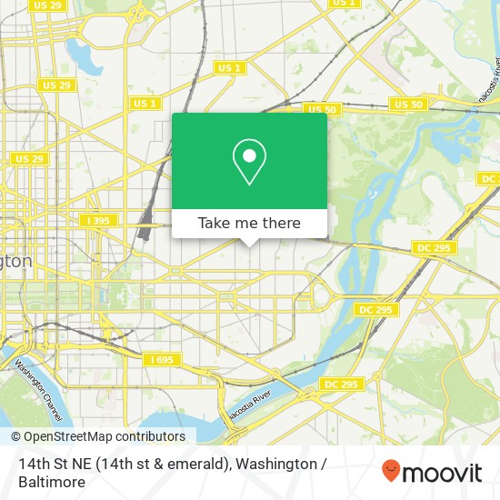 Mapa de 14th St NE (14th st & emerald), Washington, DC 20002