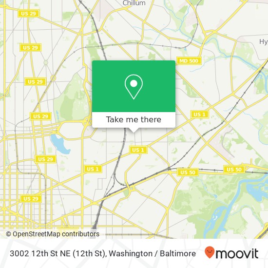 Mapa de 3002 12th St NE (12th St), Washington, DC 20017