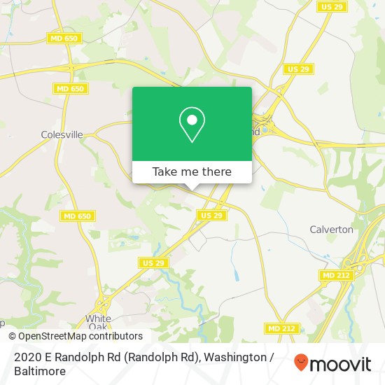 2020 E Randolph Rd (Randolph Rd), Silver Spring, MD 20904 map