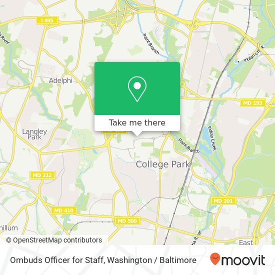 Mapa de Ombuds Officer for Staff, College Park, MD 20742
