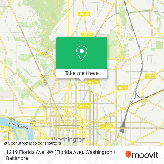 Mapa de 1219 Florida Ave NW (Florida Ave), Washington, DC 20009