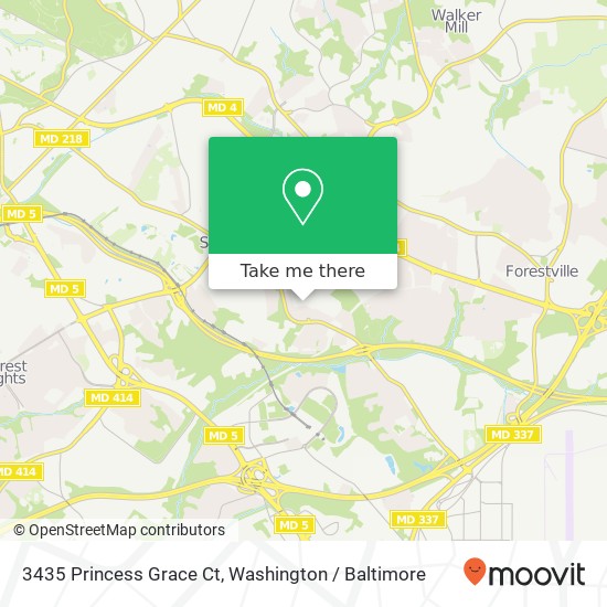 Mapa de 3435 Princess Grace Ct, District Heights, MD 20747