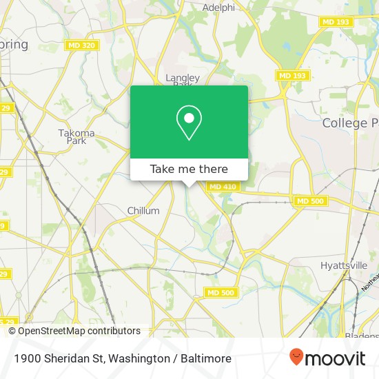 Mapa de 1900 Sheridan St, Hyattsville, MD 20782