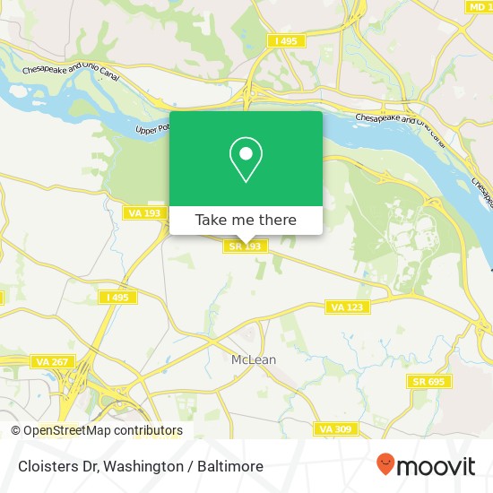 Mapa de Cloisters Dr, McLean, VA 22101