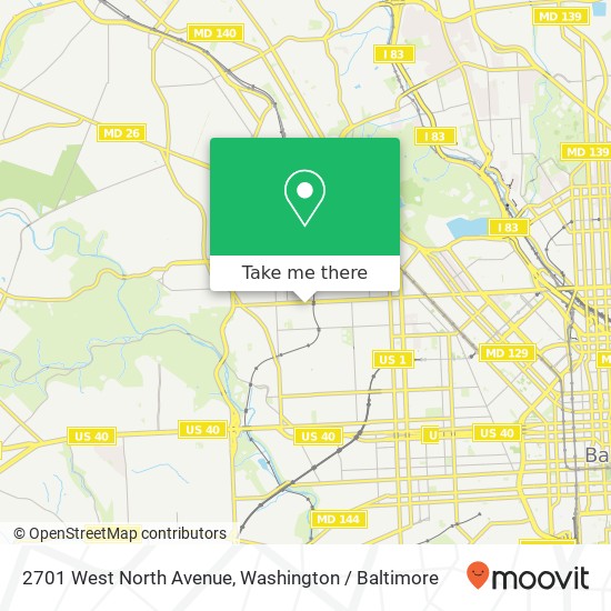 Mapa de 2701 West North Avenue, 2701 W North Ave, Baltimore, MD 21216, USA