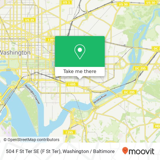 Mapa de 504 F St Ter SE (F St Ter), Washington, DC 20003