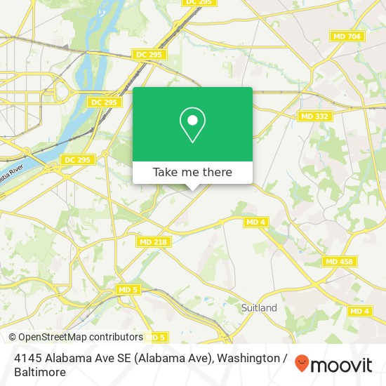 Mapa de 4145 Alabama Ave SE (Alabama Ave), Washington, DC 20019