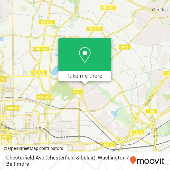 Chesterfield Ave (chesterfield & belair), Baltimore, MD 21213 map