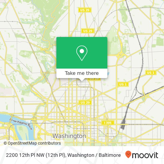 Mapa de 2200 12th Pl NW (12th Pl), Washington, DC 20009