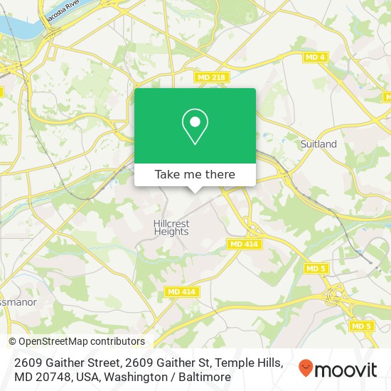 Mapa de 2609 Gaither Street, 2609 Gaither St, Temple Hills, MD 20748, USA