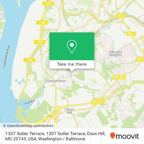 Mapa de 1307 Sutler Terrace, 1307 Sutler Terrace, Oxon Hill, MD 20745, USA