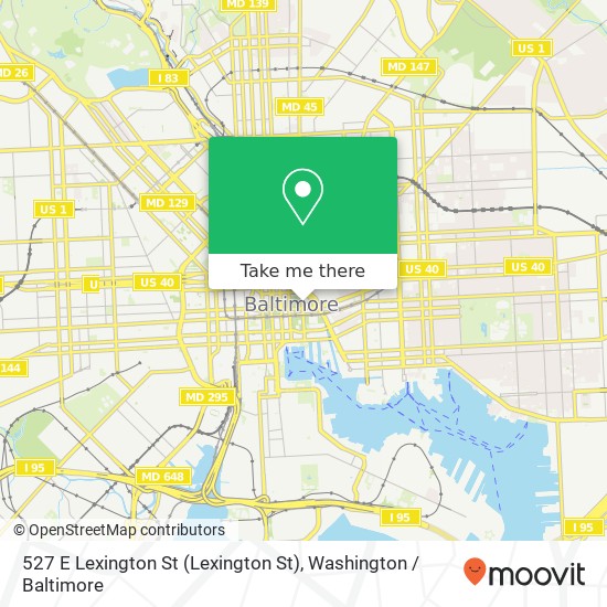 Mapa de 527 E Lexington St (Lexington St), Baltimore, MD 21202