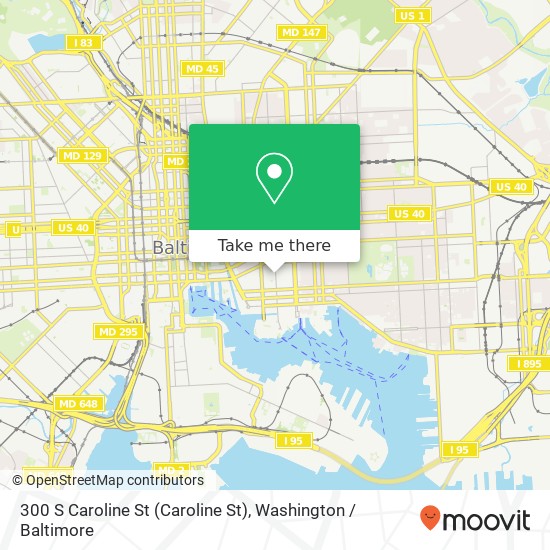 Mapa de 300 S Caroline St (Caroline St), Baltimore, MD 21231