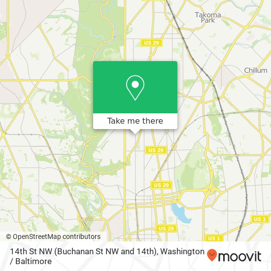Mapa de 14th St NW (Buchanan St NW and 14th), Washington, DC 20011