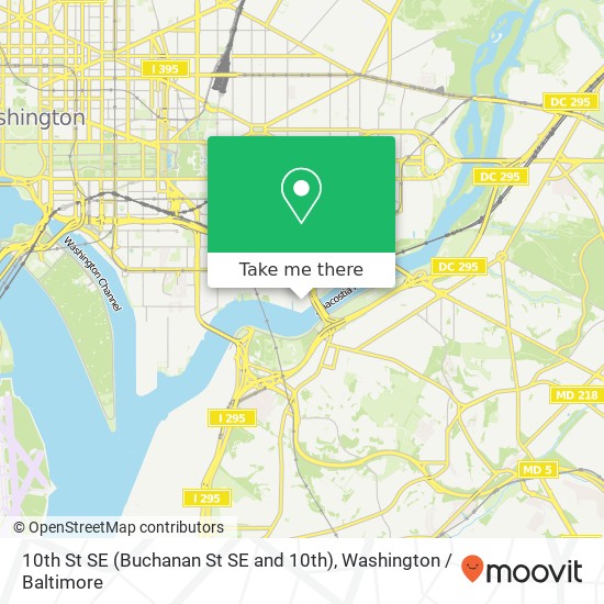 Mapa de 10th St SE (Buchanan St SE and 10th), Washington Navy Yard, DC 20374