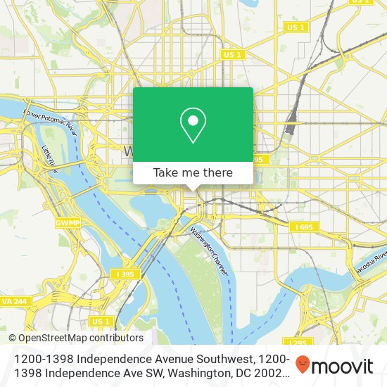 Mapa de 1200-1398 Independence Avenue Southwest, 1200-1398 Independence Ave SW, Washington, DC 20024, USA