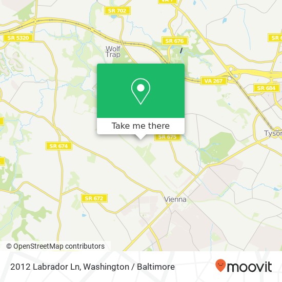 Mapa de 2012 Labrador Ln, Vienna, VA 22182