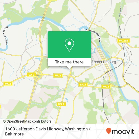 Mapa de 1609 Jefferson Davis Highway, 1609 Jefferson Davis Hwy, Fredericksburg, VA 22401, USA