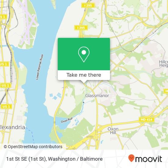 Mapa de 1st St SE (1st St), Washington, DC 20032