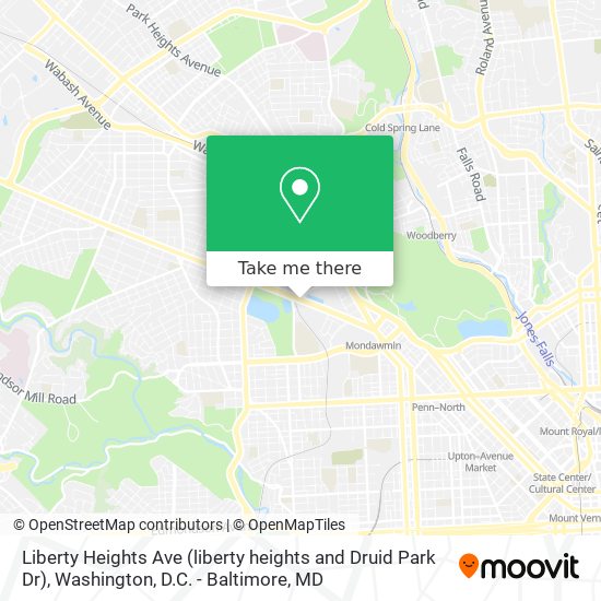 Liberty Heights Ave (liberty heights and Druid Park Dr) map