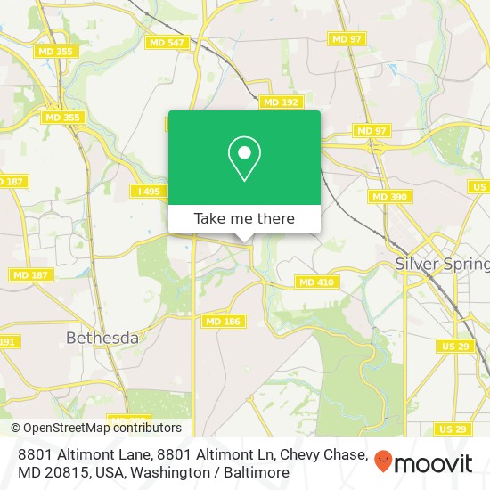 Mapa de 8801 Altimont Lane, 8801 Altimont Ln, Chevy Chase, MD 20815, USA