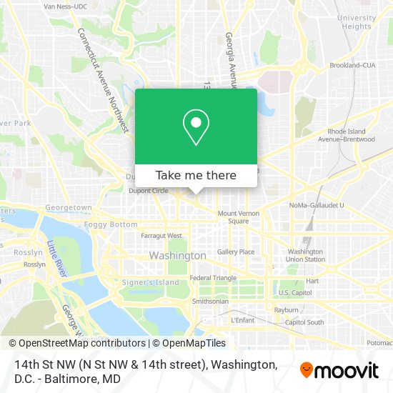 Mapa de 14th St NW (N St NW & 14th street)