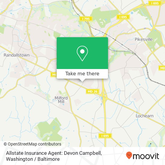 Allstate Insurance Agent: Devon Campbell, 3610 Milford Mill Rd map