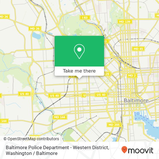 Mapa de Baltimore Police Department - Western District