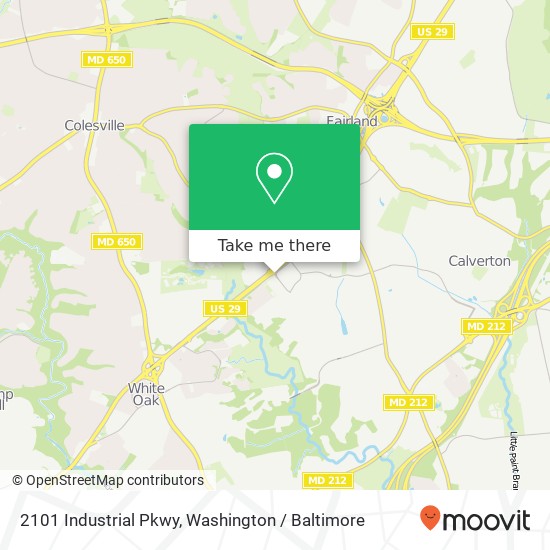 Mapa de 2101 Industrial Pkwy, Silver Spring, MD 20904