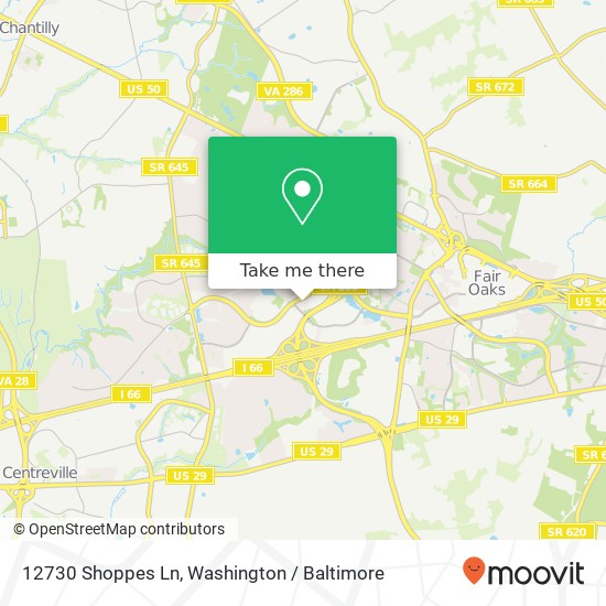 Mapa de 12730 Shoppes Ln, Fairfax, VA 22033