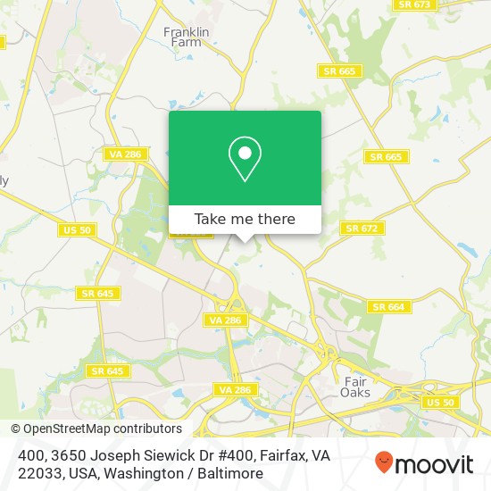 Mapa de 400, 3650 Joseph Siewick Dr #400, Fairfax, VA 22033, USA