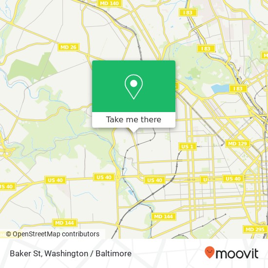 Mapa de Baker St, Baltimore, MD 21216