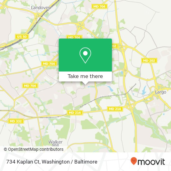 Mapa de 734 Kaplan Ct, Hyattsville, MD 20785