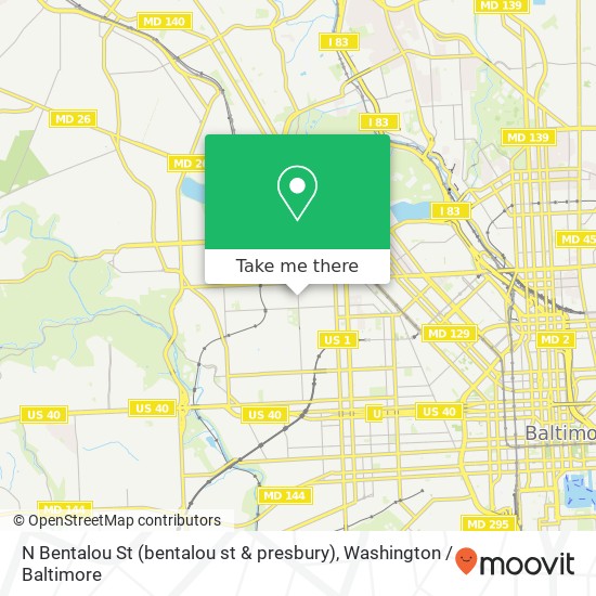 N Bentalou St (bentalou st & presbury), Baltimore, MD 21216 map