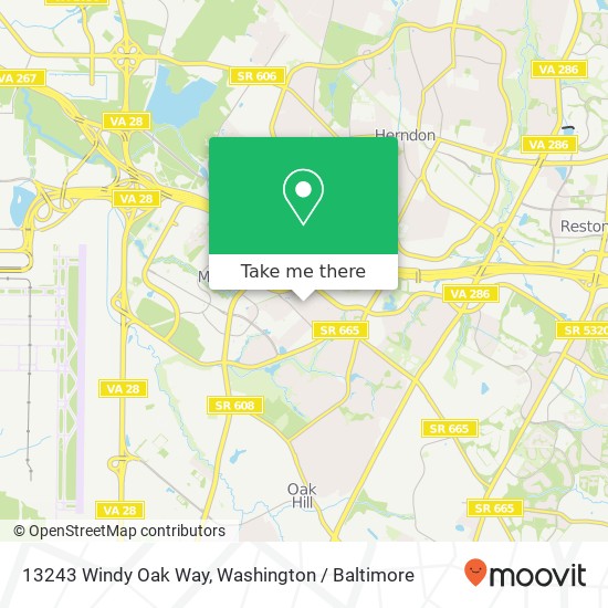 Mapa de 13243 Windy Oak Way, Herndon, VA 20171