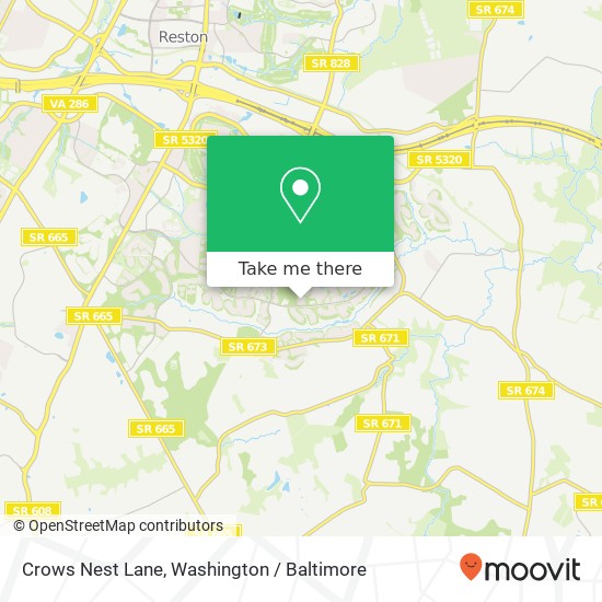 Crows Nest Lane, Crows Nest Ln, Reston, VA 20191, USA map