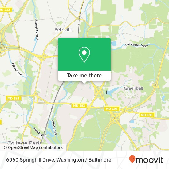 Mapa de 6060 Springhill Drive, 6060 Springhill Dr, Greenbelt, MD 20770, USA