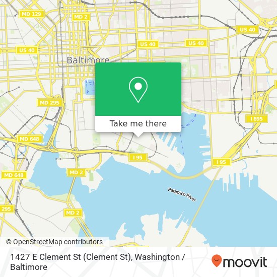 Mapa de 1427 E Clement St (Clement St), Baltimore, MD 21230