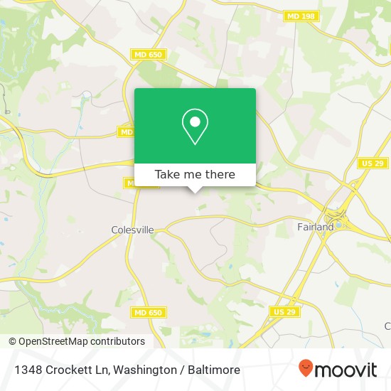 Mapa de 1348 Crockett Ln, Silver Spring, MD 20904