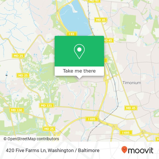 Mapa de 420 Five Farms Ln, Lutherville Timonium, MD 21093