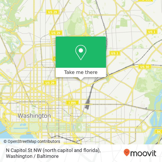 N Capitol St NW (north capitol and florida), Washington, DC 20001 map