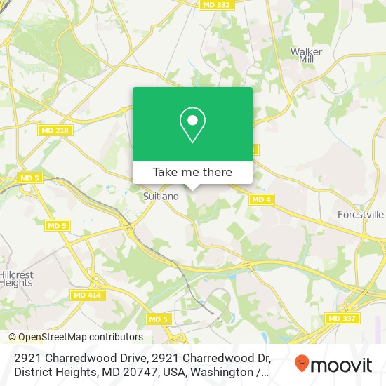 Mapa de 2921 Charredwood Drive, 2921 Charredwood Dr, District Heights, MD 20747, USA