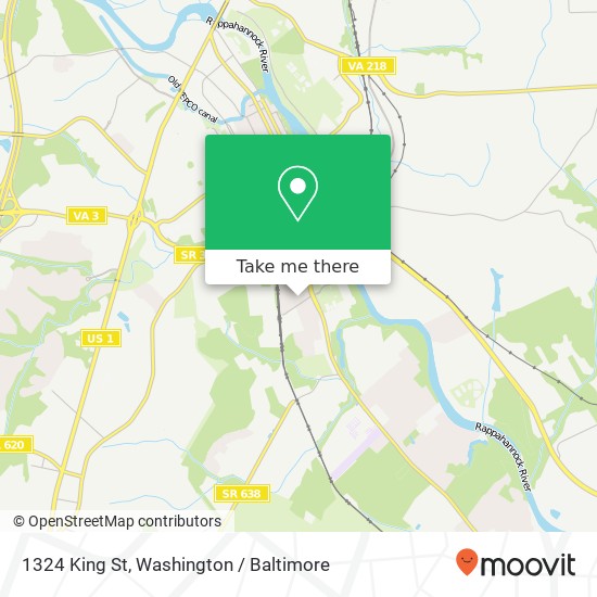 Mapa de 1324 King St, Fredericksburg, VA 22401