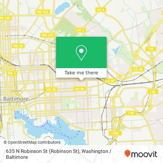 Mapa de 635 N Robinson St (Robinson St), Baltimore, MD 21205