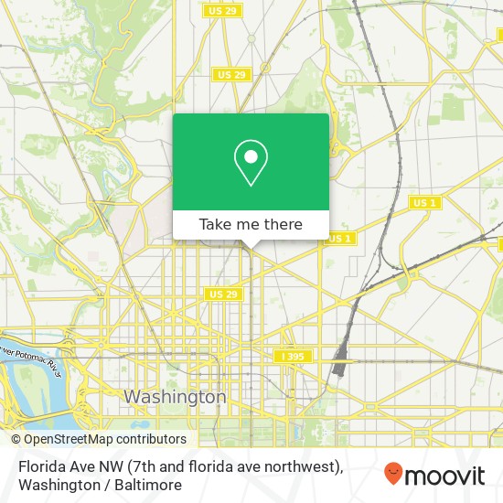Mapa de Florida Ave NW (7th and florida ave northwest), Washington, DC 20001